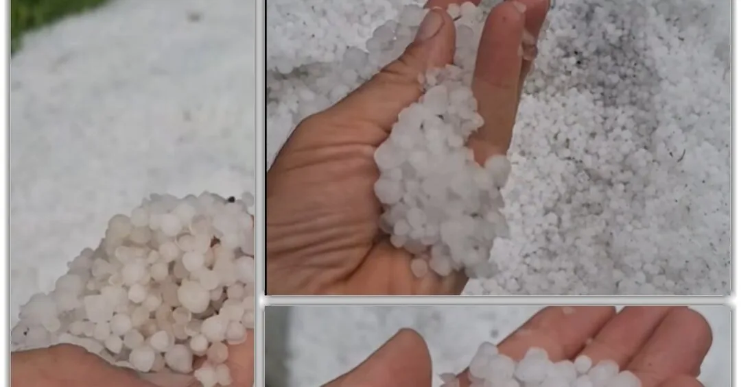 Heavy rains that swept across Lithuania also brought a portion of hail – the ice cubes did not melt for a long time