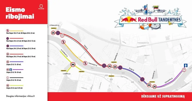 JUDU iliustr./Eismo ribojimai Upės festivalio metu Vilniuje