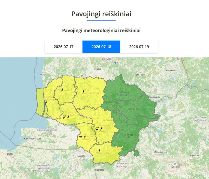 Meteo Lt nuotr./Geltonas įspėjimas
