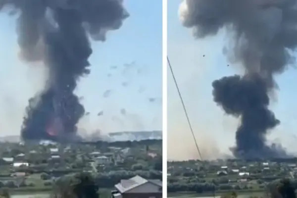 A powerful unclear explosion at the military training ground in Ukraine