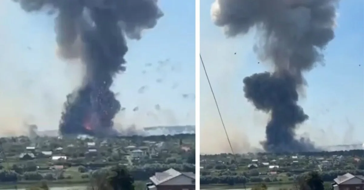 A powerful unclear explosion at the military training ground in Ukraine