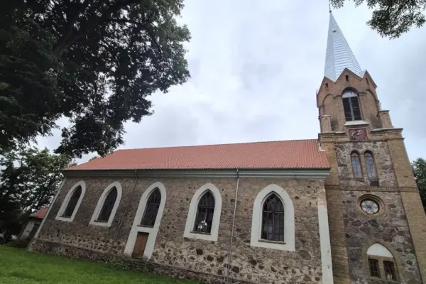 Žeimelis church revived: restored tower, roof, and historic structures