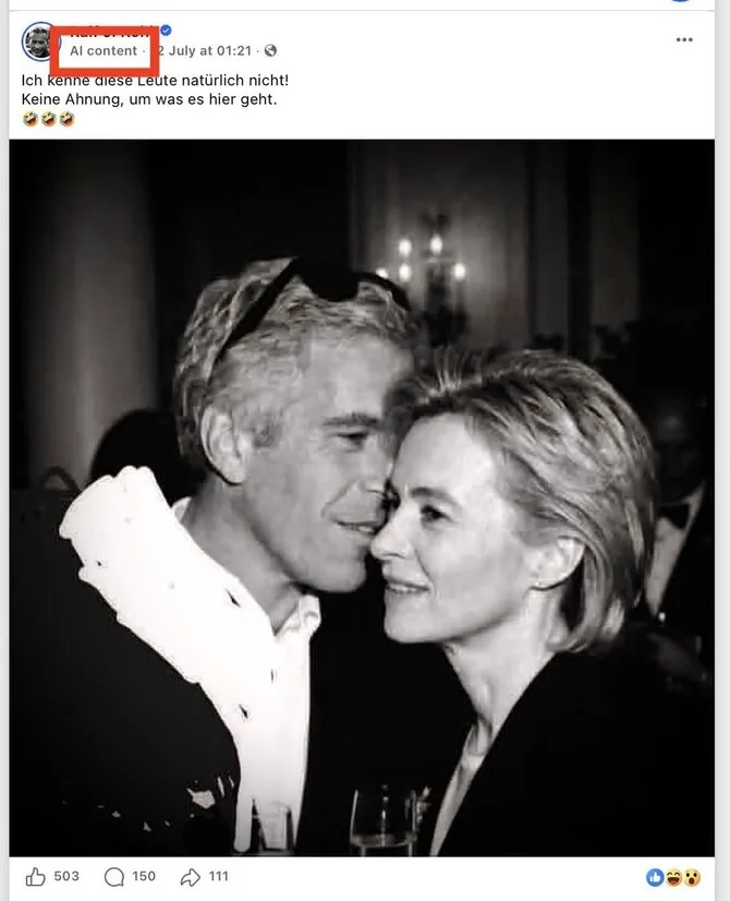 Screenshot from „Facebook“/It was indicated next to the photo that it was edited or created using artificial intelligence