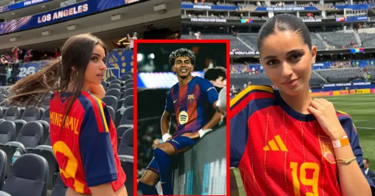 Next to the young Spanish football star – a beautiful girlfriend: she doesn’t miss a single one of his matches