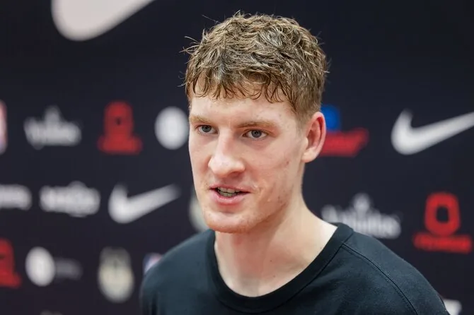 Patricija Adamovič / BNS photo / Kasparas Jakučionis at the young basketball talents camp