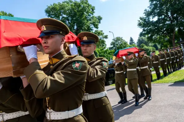 In Rokiškis district, the remains of 15 partisans killed by Soviets and their relatives were buried