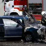 On the main road – a tragic accident: after the collision, both the car and the motorcycle caught fire