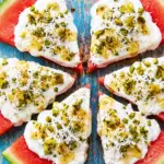 A fresh and simple dessert for a hot day: watermelon ice cream with yogurt