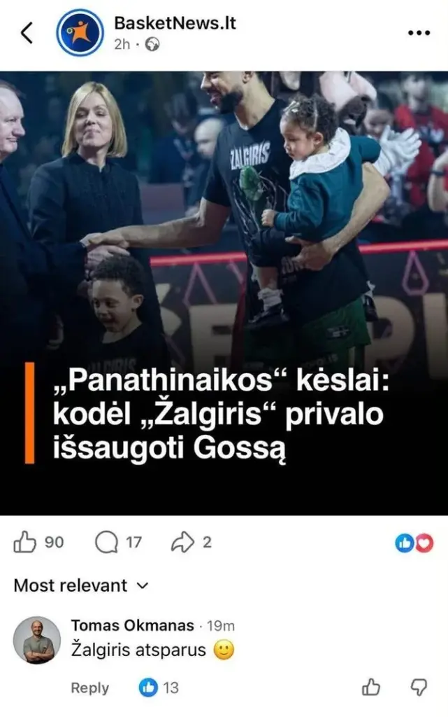 Tomas Okmanas' reaction to the news about Williams-Goss's temptations