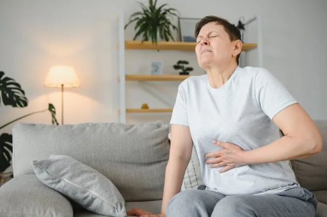Shutterstock photo/Bloated stomach, stomach ache