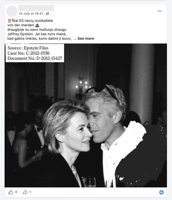 Screenshot from „Facebook“/Not only the case and document numbers are fake, but also the photo itself