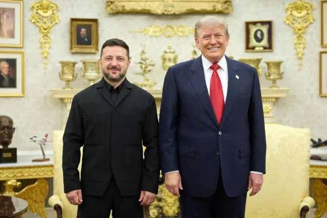 V.Zelenskio „Telegram“ nuotr./Volodymyro Zelenskio ir Donaldo Trumpo susitikimas