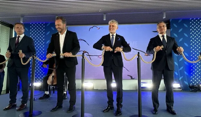 Smiltynės perkėla photo / Smiltynės perkėla terminal opening moment (from left): Arvydas Vaitkus, Juras Taminskas, Algis Latakas and Mindaugas Čiakas