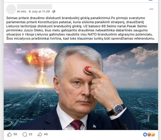 Screenshot from Facebook/Considering the abandonment of the nuclear weapon ban, the internet is already threatening with the worst consequences