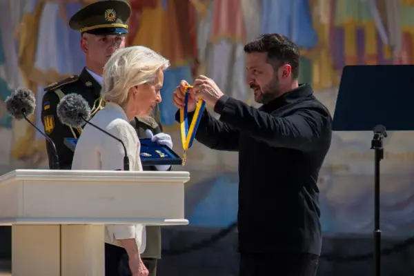 European Commission President visiting Ukraine announced an agreement on drone production