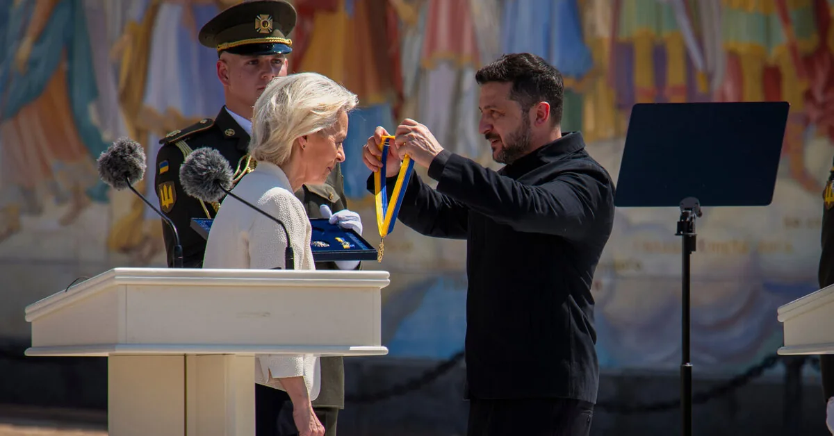 European Commission President visiting Ukraine announced an agreement on drone production