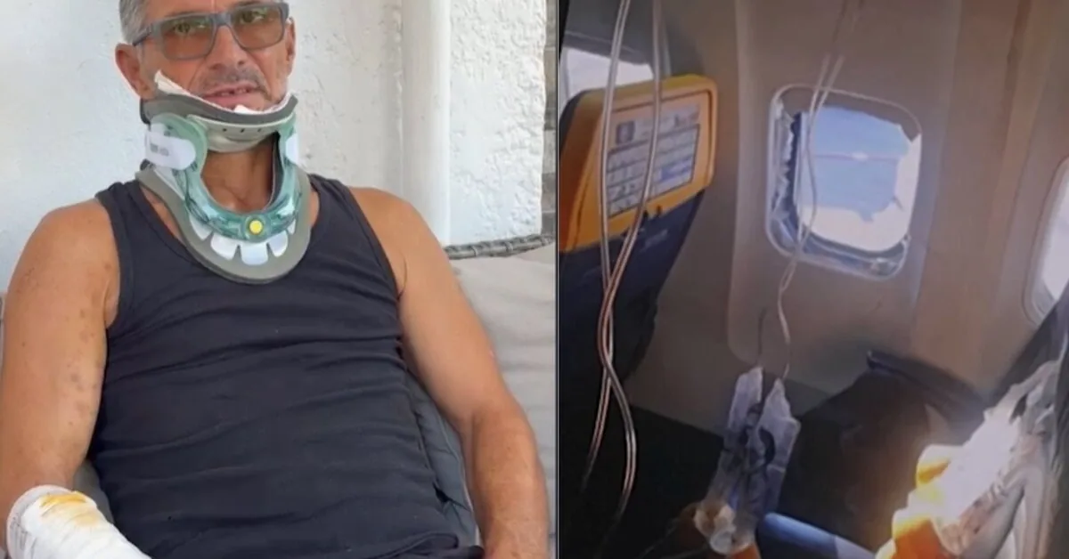 A passenger almost pulled out from the airplane window was stunned by the "compensation" offered by Ryanair