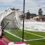 Storm-damaged Panevėžys football arena is expected to be repaired within a month