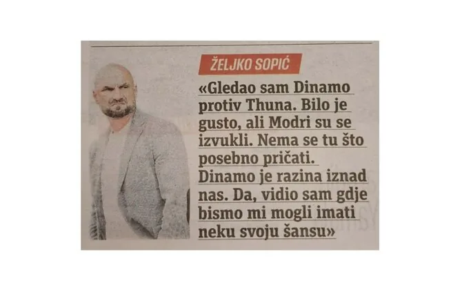 15min nuotr./Željko Sopičiaus citata „Sportske Novosti“ dienraštyje