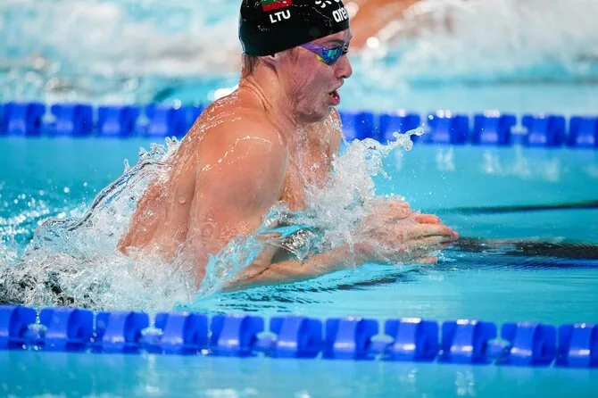 LTU Aquatics/Dariaus Kibirkščio nuotr./Europos plaukimo čempionato akimirka. Aleksas Savickas