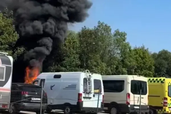 A column of black smoke shot up into the sky in Klaipėda