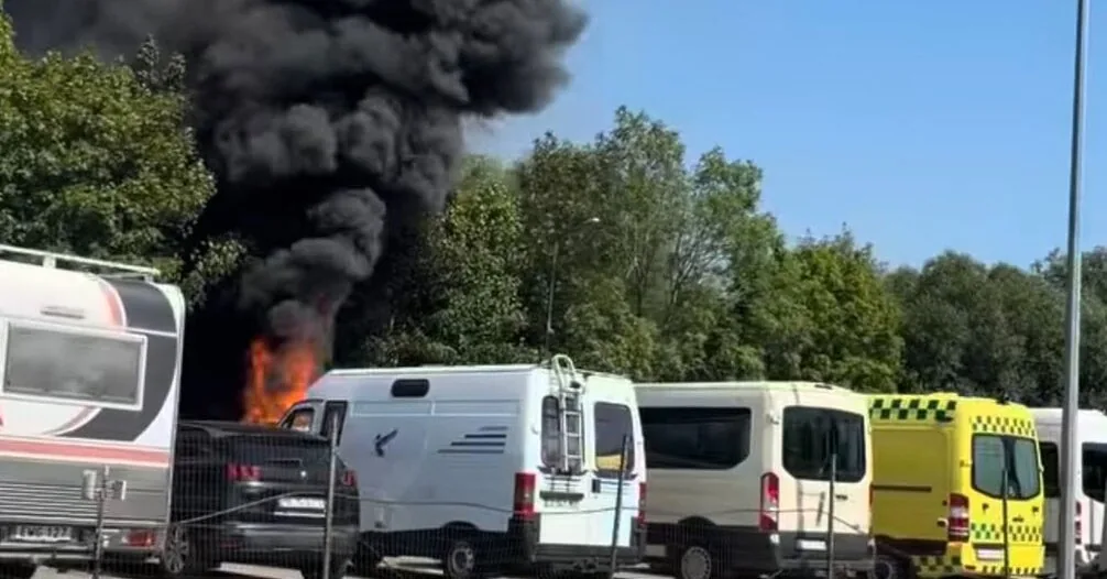 A column of black smoke shot up into the sky in Klaipėda