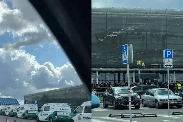 Near Kaunas Airport – an unusual sight: many police crews