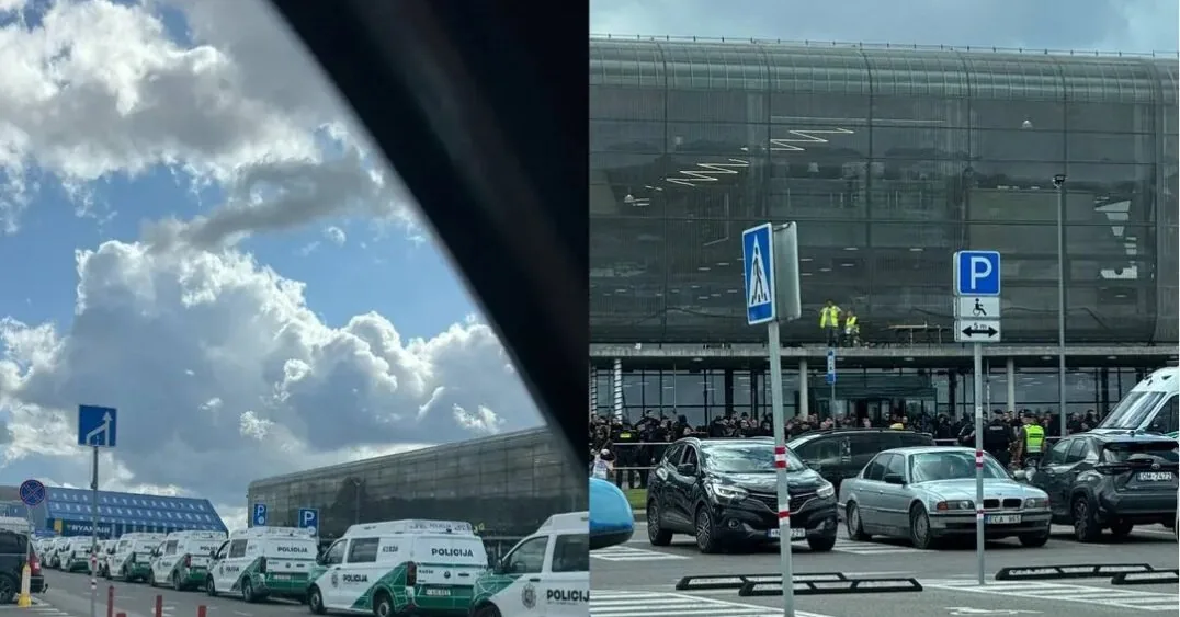 Near Kaunas Airport – an unusual sight: many police crews