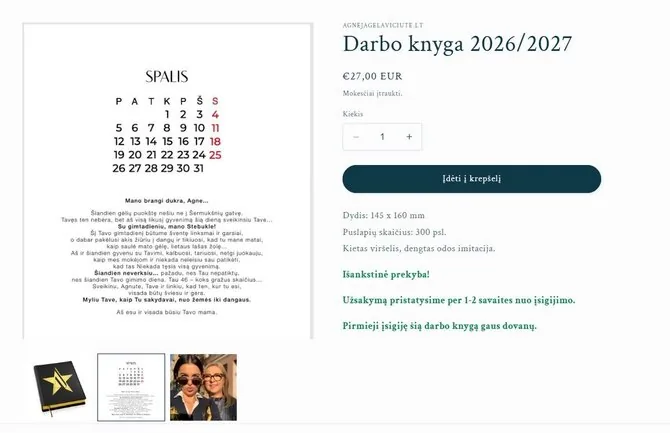 Ekrano nuotr./Agnės Jagelavičiūtės atminimui skirta darbo knyga