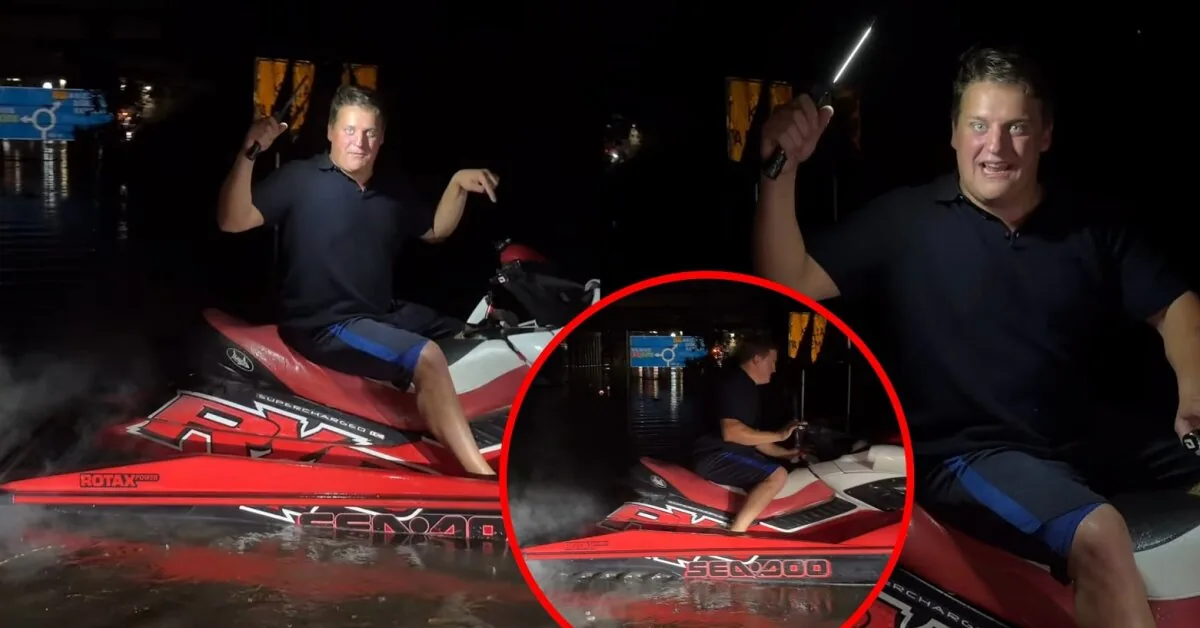 After the storm in Vilnius district – like in Venice: captured how a jet ski is speeding through the flooded Avižieniai roundabout?
