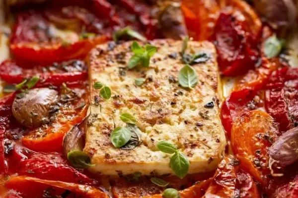 Fried feta with vegetables – a restaurant-worthy dish for a lazy evening
