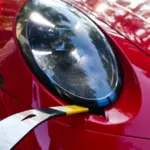 Left or right hand – left: a thief who tried to steal "Porsche" headlights damaged one of them, the crowbar got stuck in the other