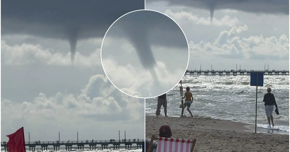 Howling spectacle in Palanga: a whirlwind above the sea