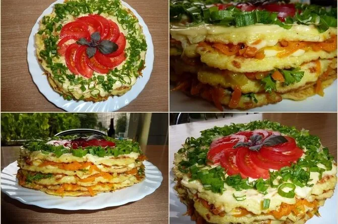 Zucchini pancake cake