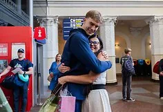 Men's basketball players from the University of Arizona and LeBron James' son Bryce arrived in Lithuania