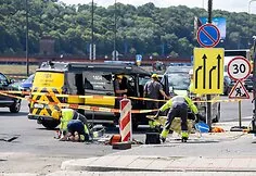 Damaged gas pipe on Karaliaus Mindaugo Avenue in Kaunas