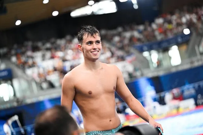 LTU Aquatics/Dariaus Kibirkščio nuotr./Europos plaukimo čempionato akimirka. Dominikas Grudinskij.