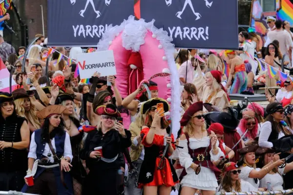 Hundreds of thousands of people gathered at the annual "Pride" boat parade in Amsterdam