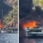 A ship carrying 115 tourists caught fire in Turkey