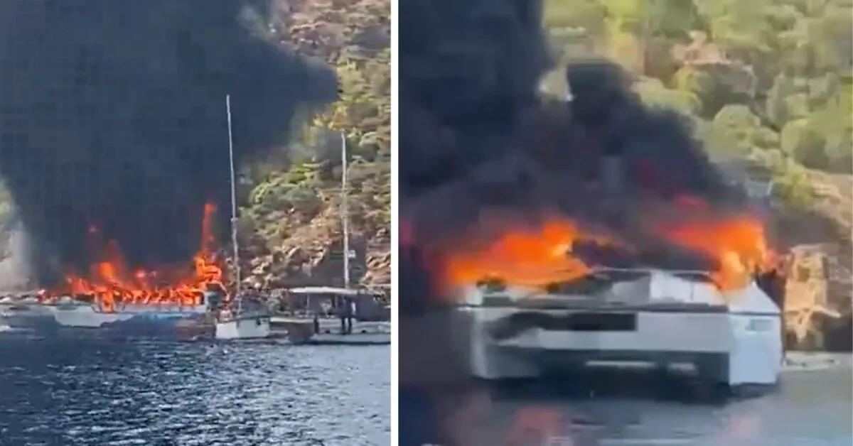 A ship carrying 115 tourists caught fire in Turkey