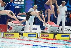 Lithuanian men's 4x200m freestyle relay swimming. Danas Rapšys