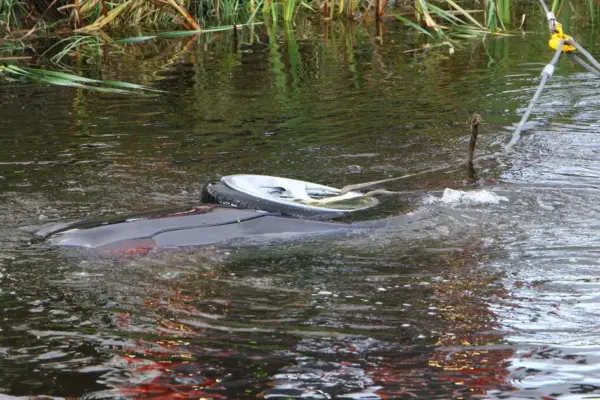 A car drove into a pond and overturned in Vilnius: the woman driving it was pulled out and revived
