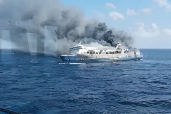 Five people died and 41 are missing after a ferry caught fire in Indonesia