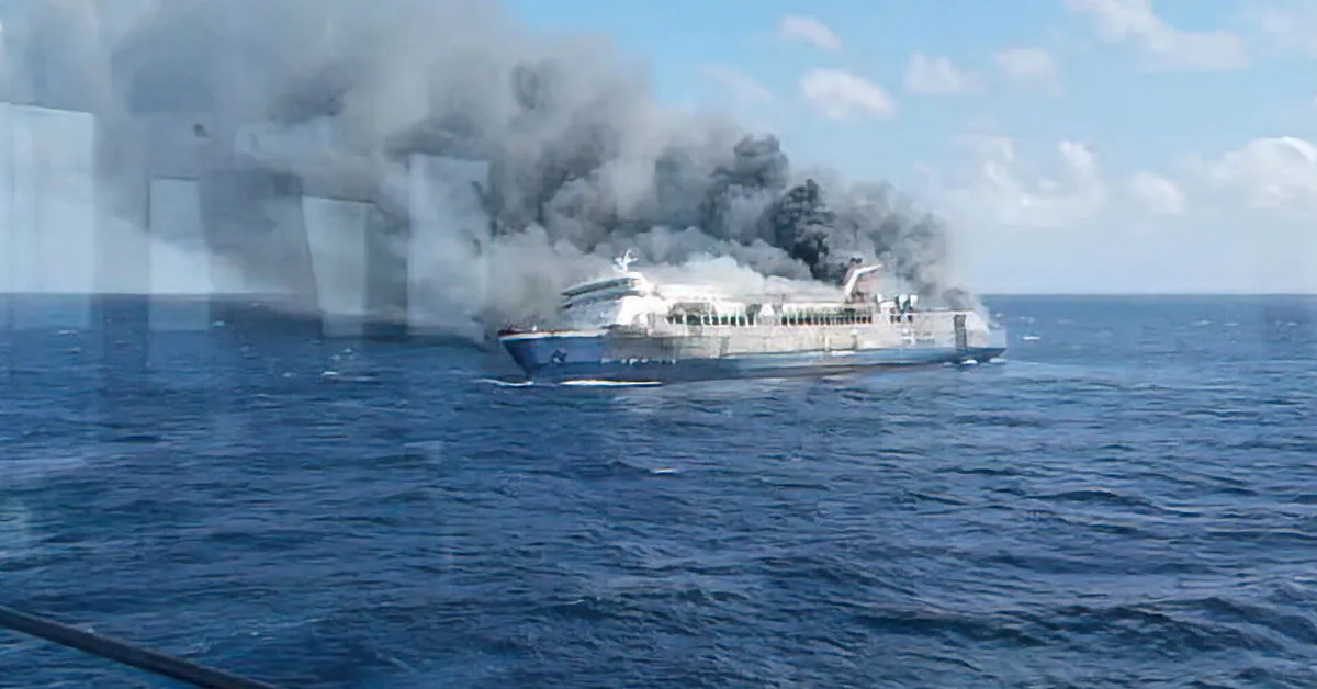 Five people died and 41 are missing after a ferry caught fire in Indonesia