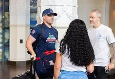 Men's basketball players from the University of Arizona and LeBron James' son Bryce arrived in Lithuania