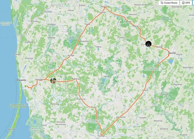 Edvino Vaičiulio kelionės maršrutas