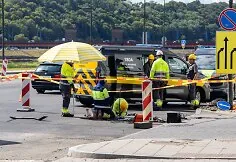 Damaged gas pipe on Karaliaus Mindaugo Avenue in Kaunas
