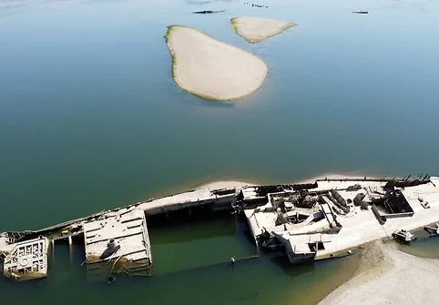 Nazi warships in the shallow Danube