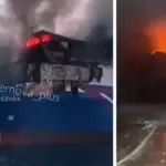 Turkish ship sank in flames: hit near Russian shores