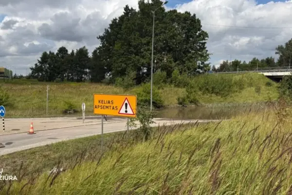 From the road workers – the latest information about the flooded Avižieniai-Bukiškis roundabout